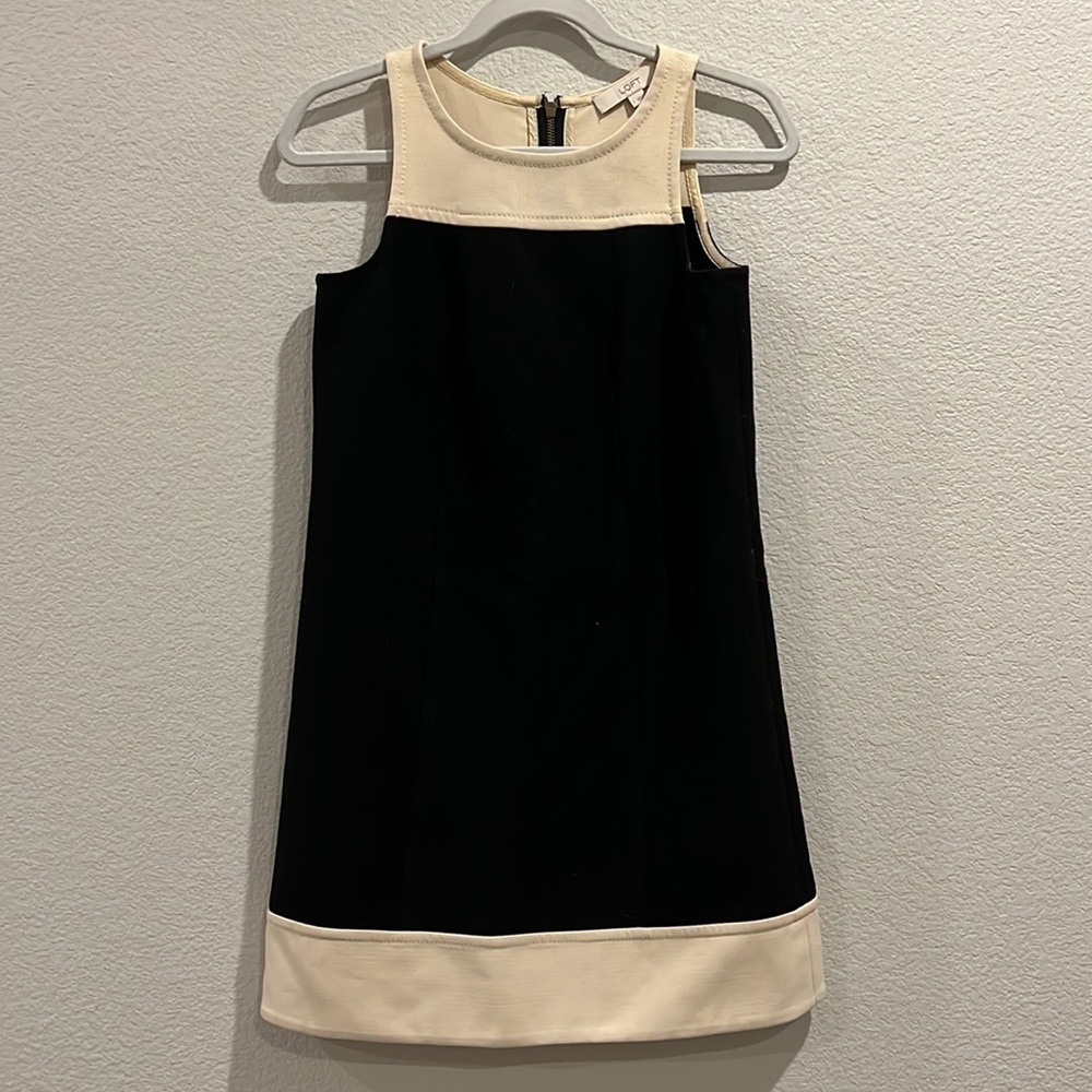 LOFT: Black and Cream Block Dress Size 2